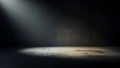 Dramatic spotlight illuminates empty dark concrete room background for product display or moody scene setting Royalty Free Stock Photo