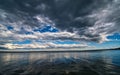 Dramatic spring storm clouds over the lake