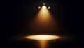 Dramatic Stage Lighting Fixture Spotlight Illuminating Dark Studio Backstage Ambience With Warm Color Beam Focus On Empty Space Royalty Free Stock Photo