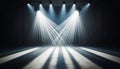 Dramatic Stage Lighting Setup with Bright Spotlights and Light Rays in Empty Theater Lights Stagecraft Production Design Light Royalty Free Stock Photo