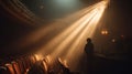 Dramatic Stage Lighting with Soft Rays Illuminating Empty Theater Royalty Free Stock Photo