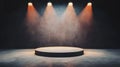 Dramatic Stage Lighting with Spotlight on Empty Round Platform Royalty Free Stock Photo