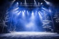 Dramatic Stage spotlight snow. Generate Ai