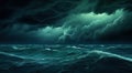 Dramatic Storm Clouds Gathering Over Turbulent Ocean Waves Royalty Free Stock Photo