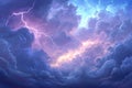 Dramatic storm clouds with multiple ground lightning strikes Royalty Free Stock Photo