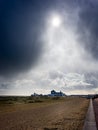 Dramatic storm clouds over Great Yarmouth Pier in Great Yarmouth, Norfolk, UK