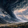 Dramatic Storm Clouds Over Mountain Landscape Royalty Free Stock Photo