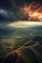 dramatic storm clouds rolling over mountain range Royalty Free Stock Photo