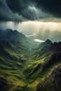 dramatic storm clouds rolling over mountain range Royalty Free Stock Photo