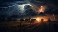 Dramatic Storm and Electrical Discharge in the Sky Royalty Free Stock Photo