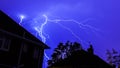 Dramatic storm stormy weather sky with lightning strike inside the clouds Royalty Free Stock Photo