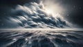 Dramatic Storm: Turbulent clouds over churning water Royalty Free Stock Photo