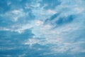 Dramatic stormy cumulus clouds at the sky in spring dusk Royalty Free Stock Photo