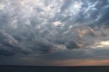 Dramatic stormy dark cloudy sky over sea Royalty Free Stock Photo