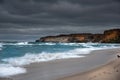 Dramatic stormy day with big waves in Lake Superior at Pictured Rocks National Lakeshore Royalty Free Stock Photo