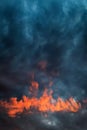 Dramatic stormy sky at sunset. Red clouds like fire.