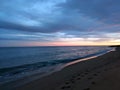 Dramatic stormy sunset over the sea horizon, seascape Royalty Free Stock Photo