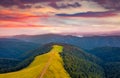 Dramatic summer sunrise on Menchul ridge.