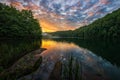 Scenic sunset over mountain lake Royalty Free Stock Photo