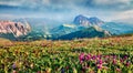 Dramatic summer view of Sassolungo Langkofel and Sella group, National Park Dolomites, South Tyrol, Italy, Europe. Fabulous