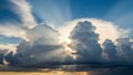 Dramatic Sun Rays Bursting Through Storm Clouds Over Ocean Royalty Free Stock Photo