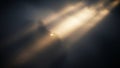 Dramatic Sunbeams Breaking Through Dark Clouds Abstract Light Effect rays light rays Royalty Free Stock Photo