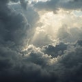 Dramatic Sunbeams Breaking Through Stormy Clouds Royalty Free Stock Photo