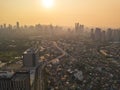 Dramatic sundown against the hazy Makati skyline, as seen from BGC area. In Metro Manila, Philippines Royalty Free Stock Photo