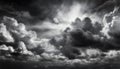 Dramatic sunlight of sky and clouds, black and white colors cloudscape, beautiful nature skyscape Royalty Free Stock Photo