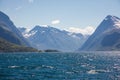 Dramatic sunny and beauty landscape at Hjorundfjord, Norway