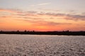 Dramatic sunrise in Dutch canal, Groningen, near Stroobos