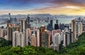 Dramatic sunrise of Hong Kong, China - panorama skyline Royalty Free Stock Photo