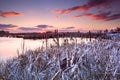 Dramatic sunrise over frozen lake Royalty Free Stock Photo