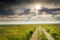 Dramatic Sunrise over the Kansas Tallgrass Prairie Royalty Free Stock Photo