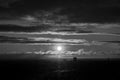 Black and White Image of a Sunrise Over Lake Ontario Royalty Free Stock Photo