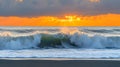 Dramatic Sunrise Over Ocean Waves Royalty Free Stock Photo