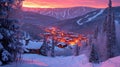 Dramatic Sunrise over the ski village of Vail, Colorado in the Rocky Mountains Royalty Free Stock Photo