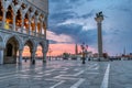 Dramatic sunrise at the Piazzetta San Marco and the Palazza Ducale