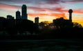 Dramatic Sunrise Pink Clouds Dallas Texas Dramatic Sunrise Margaret Hunt Hill Bridge and Reunion Tower Royalty Free Stock Photo