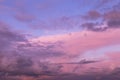 Dramatic sunrise, sunset pink blue violet sky with clouds background texture Royalty Free Stock Photo