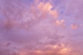 Dramatic sunrise, sunset pink violet blue sky with fluffy clouds abstract background texture Royalty Free Stock Photo