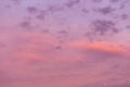 Dramatic sunrise, sunset pink violet blue soft sky with clouds background texture Royalty Free Stock Photo