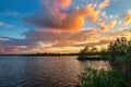 Dramatic sunset in the Arctic. The sun hiding behind the horizon, paints the clouds in a very beautiful color. Royalty Free Stock Photo