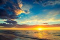 Dramatic sunset at the beach Royalty Free Stock Photo