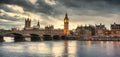 Dramatic sunset of Big Ben in London city