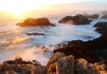 Dramatic Sunset on Big Sur coast, Garapata State Park, near Monterey, California, USA Royalty Free Stock Photo