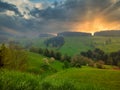 Dramatic sunset in the black forest. Germany.