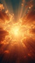 Dramatic sunset burst Cloudy sky with rays in 3D illustration Royalty Free Stock Photo