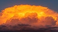 Dramatic Sunset Cloudscape: Towering Cumulus with Intense Orange and Yellow Light Royalty Free Stock Photo