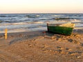 Dramatic sunset on the Corbu beach at the Black Sea, Romania, one of the most beautiful virgin beach in Europe